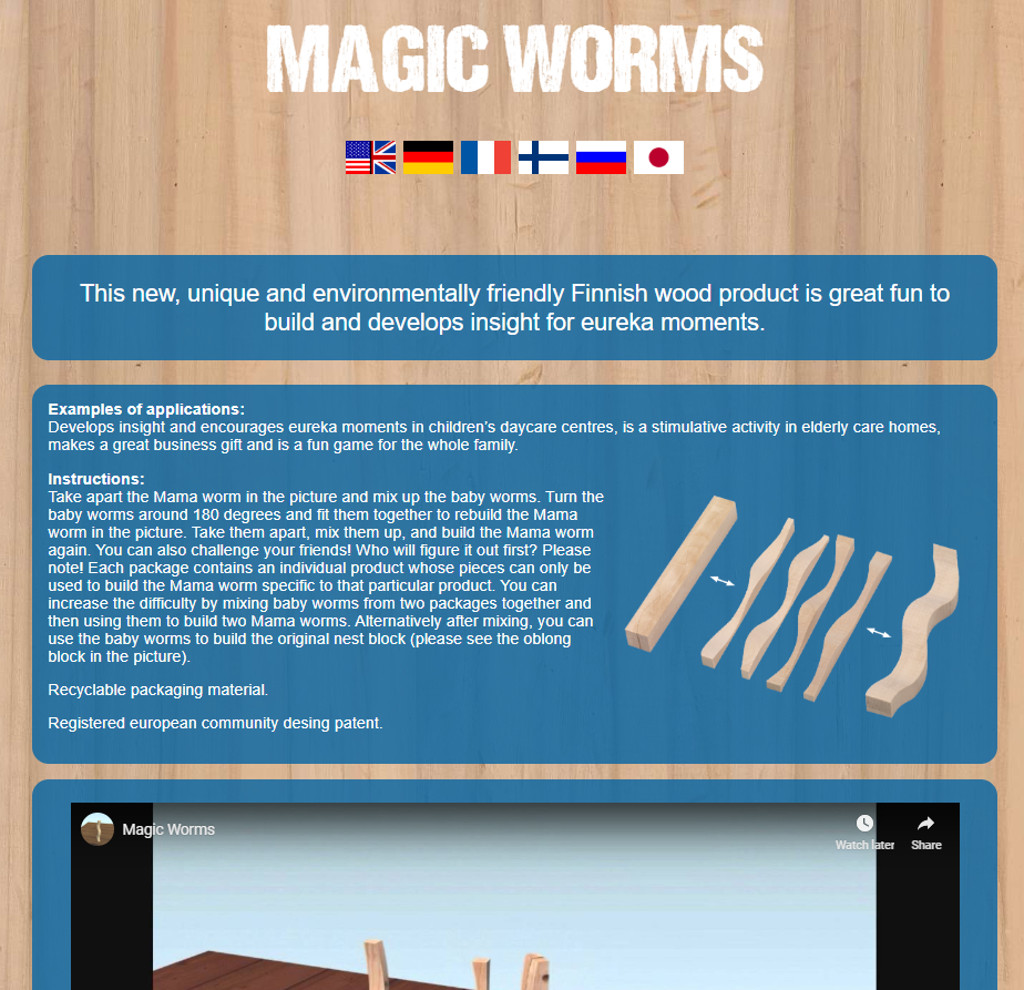 Kuvankaappaus sivusta magicworms.netlify.com